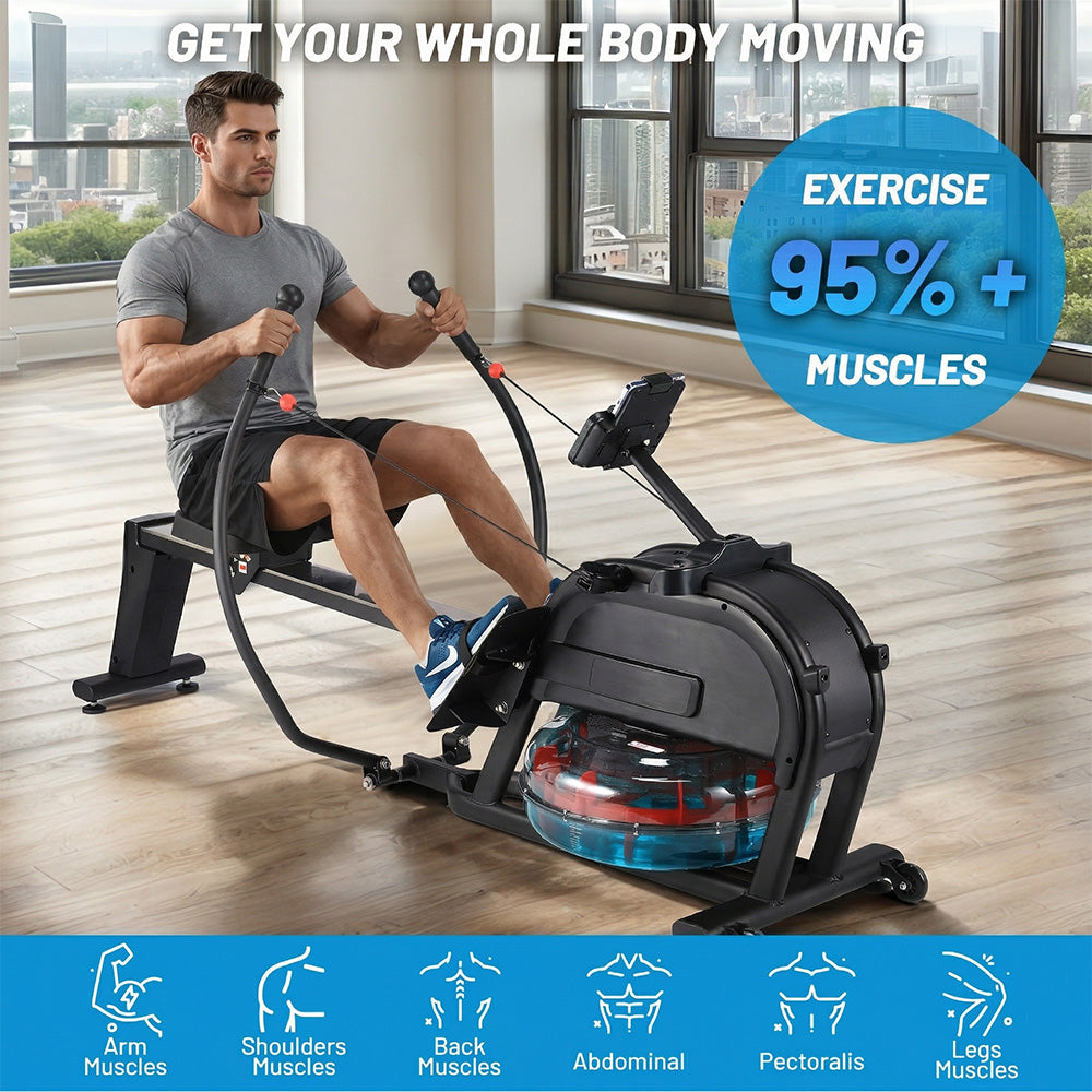 Garvee Rowing Machine, Magnetic Rower Machine for Home, 16 Levels of Quiet Dual Slide with Max 350lb Weight Capacity, App Compatible