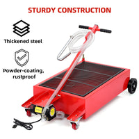 Garvee 20 Gallon Electric Oil Drain Pan with 110V Pump & 8 Ft Hose, Low Profile & T Folding Handle Oil Drain Cart for Truck, Cars, SUVs