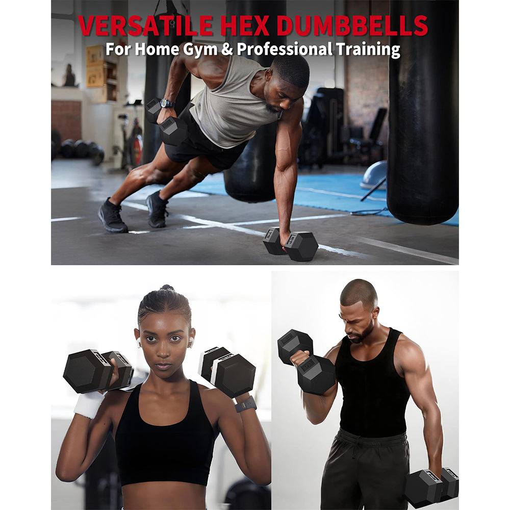 Garvee 40 LB Hex Dumbbell Set of 2 with Cast Iron Core, Rubber Encased Coating and Textured Carbon Steel Handle for Home Gym Strength Training