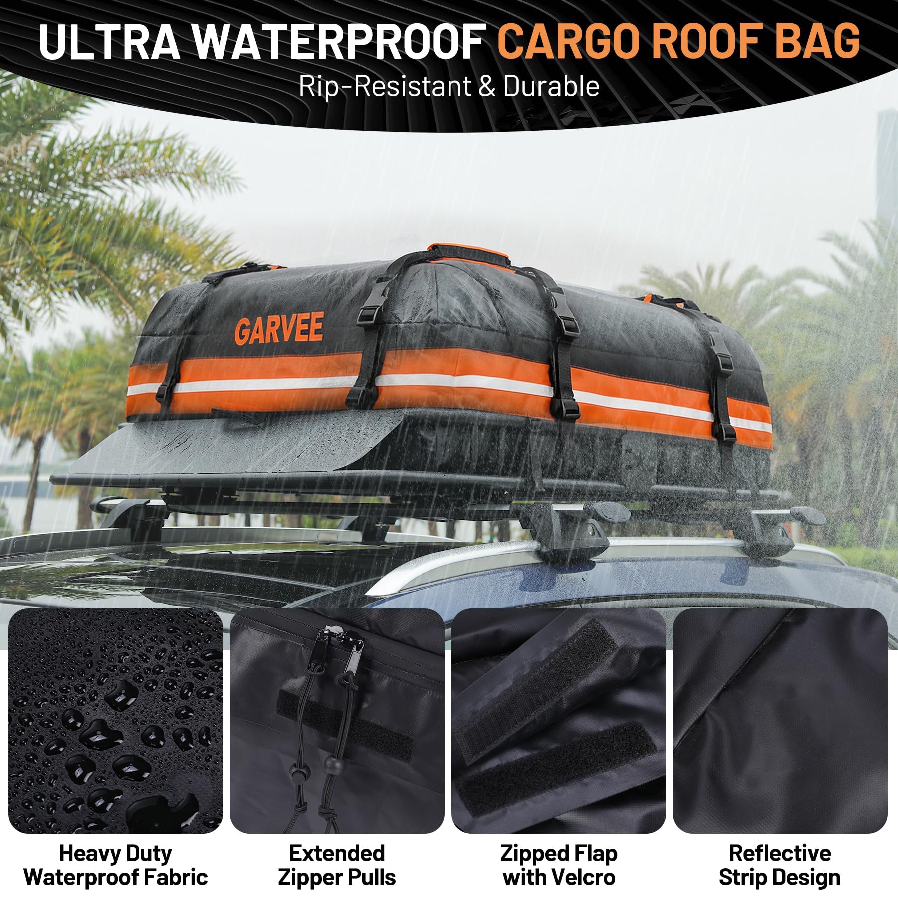 Garvee 51"x36" Universal Rooftop Cargo Carrier Basket – 200lbs Capacity Luggage Rack with Cargo Bag for SUV, Truck & Car