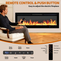 Garvee 80 Inch Recessed and Wall Mounted Electric Fireplace Insert, 750W/1500W Dual-Mode Heater with WiFi and Remote Control, 12 Flame Colors and 12 LED Bed Colors, Touch Screen, Black