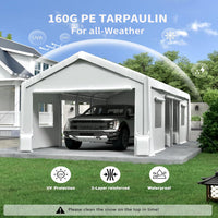 Garvee 10'x20' Heavy-Duty Carport Replacement Cover Waterproof UV Protected Top for Garage Tent Shelter White (Frame Not Included)