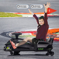 Garvee Ride - G Series: 24V Drift Go-Kart for Kids: Quality Metal, 7.5mph, LED, Music, for 8-12 Years Old - Black