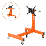Garvee Engine Stand 1500 LBS Rotating Motor Stand with 360° Rotating Head, 4 Adjustable Arms & 5 Casters for Vehicle Maintenance, Durable Steel, Black - Orange