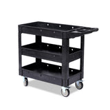 Garvee Service Cart, 550LBS 3-Shelf Heavy Duty PP Rolling Utility Cart with 360° Swivel Wheels, Large Shelf, Storage Handle for Warehouse/Garage/Cleaning