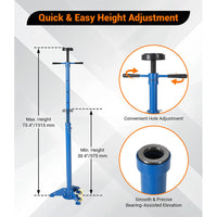Garvee 3/4 Ton Underhoist Support Stand - 1655 lbs Capacity Jack Stand with 38.4" to 75.4" Lifting Range for Vehicle Lifting and Support, Blue