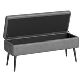Garvee Storage Ottoman Bench, Mid-Century Modern Entryway Bedroom Bench, Synthetic Leather with Stitching, Safety Hinges, Loads 680 Lb, Grey