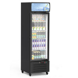 Garvee Commercial Glass Door Display Refrigerator, 11.3 Cu. Ft. Merchandiser Fridge Upright Beverage Cooler, Commercial Cooler Fridge for Bar Restaurant Stores, LED Light, Adjustable Shelves, Black - Black