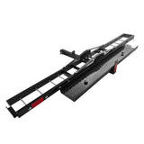Garvee Motorcycle Rack Advanced Hitch Carrier Black Steel Dual-Sport Rack System 600lb Capacity with Extended Loading Ramp Universal Truck and SUV Mounting Hardware Included - Black