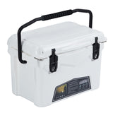 Garvee 20 Qt Portable Hard Cooler – Insulated Ice Chest with Heavy Duty Handle, 5-Day Ice Retention, Metal Cup Holder, Fish Ruler, Drain Plug, Durable Rotomolded Design for Camping, Beach, Picnic, BBQ, Fishing - White