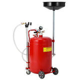Garvee 20 Gallon Oil Drain Vacuum and Extractor, Pneumatic Oil Drainer, Portable Oil Drain Container with Adjustable Funnel, Steel, Rust-Resistant, Height Adjustable，Upgraded Version Red - Red