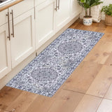 Garvee 2x6 Ft Vintage Distressed Medallion Area Rug - Machine Washable Non-Slip Boho Floral Carpet for Living Room Bedroom Dining Room - Blue - Blue