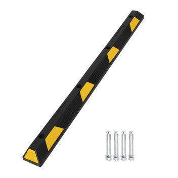 Garvee 72-Inch Heavy-Duty Rubber Parking Curb - Durable 6 ft Auto Wheel Stopper with Reflective Stripes for Garage, Driveway, and Parking Lots, Yellow & Black