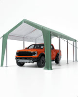 Garvee 13'x20' Heavy Duty Portable Garage with 1.0 mm Steel Poles & 180 g PE Waterproof Canopy for Pickup Truck and Boat, Green - Green