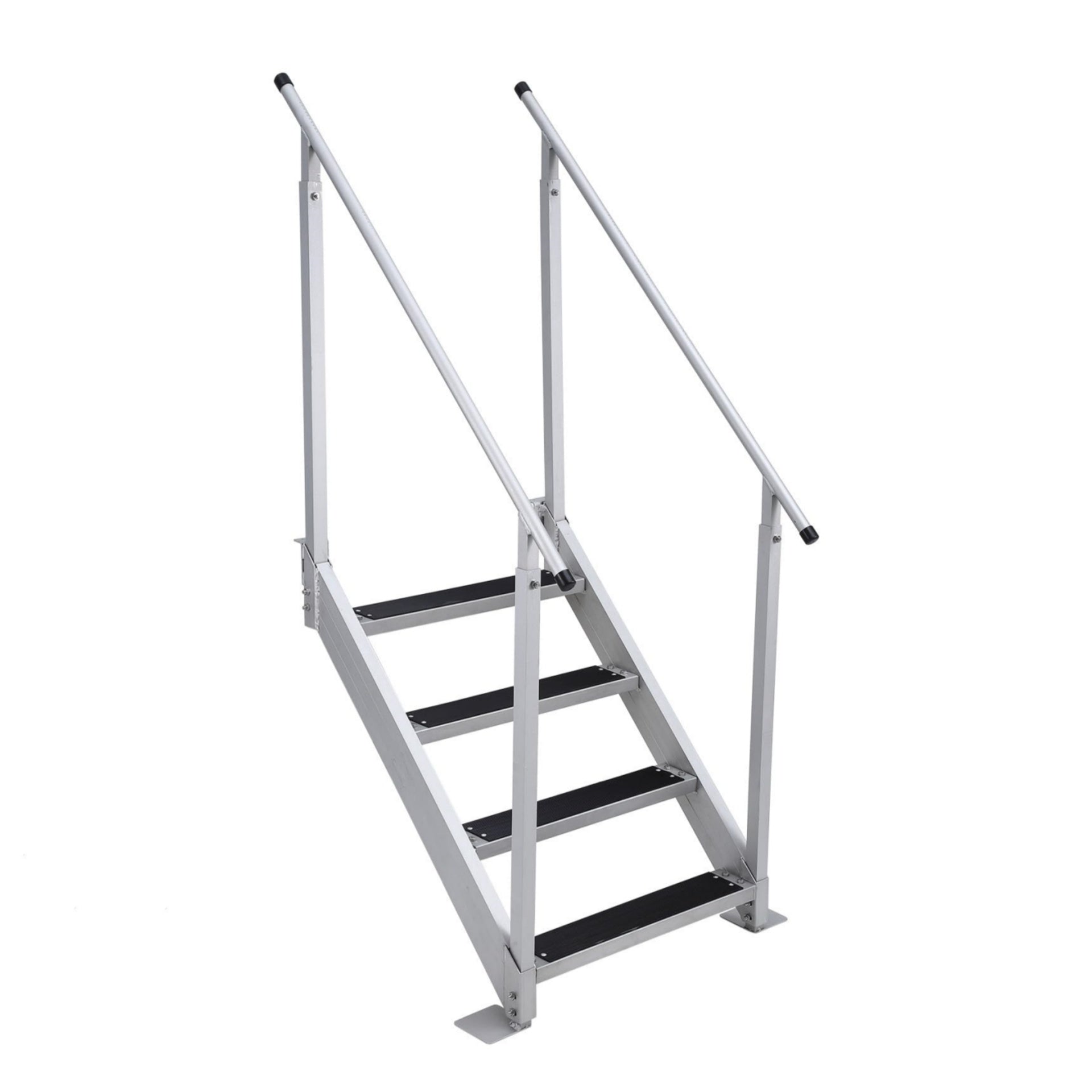 Garvee Aluminum Dock Ladder 4 Steps, Adjustable Height Dock Steps, Removable Boat Ladder 500lbs Load Capacity, Pontoon Ladder Pool Stairs with Nonslip Design for Marine Boarding Lake Pool Dock