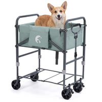 Garvee Portable Dog Bath Tub for Small & Medium Dogs, Folding Elevated Pet Grooming Station with Wheels, 4-Level Adjustable Height, Dog Wash Station for Home, 1000D PVC, Fits Up to 33 lbs, Light Gray