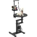 Garvee 24" Electric Dog Grooming Table, Adjustable Overhead Arm Dog Grooming Table, Rotating Desktop Pet Grooming Table, Suitable for Household Dogs, Non-Slip Table, Black - Black