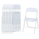 Garvee Folding Chairs with Padded Seats, for Desks Home Office Steel Guest Reception Party Poker Stackable Conference Chairs - Set of 8 - White