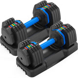 Garvee Set of 2 Metal Adjustable Dumbbells 55 pound Each, 2-piece Dumbbell Set with Anti-slip Handle