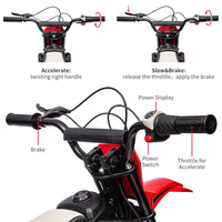 Garvee Ride - T Series: 24V Kids Electric Dirt Motorcycle for Kids Ages 13+, 250W Electric Off-Road Motorcycle,Up to 13.6MPH, Twist Grip Throttle,Metal Suspension,Air-Filled Tires,Leather Seat - Red