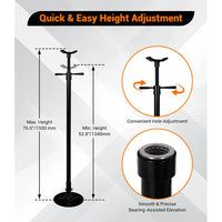 Garvee 3/4 Ton Underhoist Support Stand - 1655 lbs Capacity Jack Stand with 52" to 76" Lifting Range and 12" Diameter Base for Vehicle Lifting and Support, Black