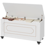 Garvee Storage Chest, Storage Trunk With 4 Wheels, 39.4'' Wooden Storage Bench With 2 Safety Hinges, Blanket Chest, Entryway Bench With Storage, Supports 350 Lbs, for Living Room - White