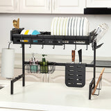 Garvee Dish Drying Rack Over The Sink (25.6" to 35.5"), Expandable Over Sink Dish Drying Rack Stainless Steel Kitchen Drain Rack for Counter Sink Organizer