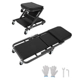 Garvee 36" Z-Creeper Seat On Wheels, Foldable Garage Mechanic Seat, 330 LBS Capacity, Black - Black
