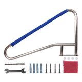 Garvee Pool Handrail 55"x32" Swimming Pool Stair Rail 304 Stainless Steel Rustproof 250LBS Load Capacity Pool Handrail for Inground Pool with Blue Grip Cover