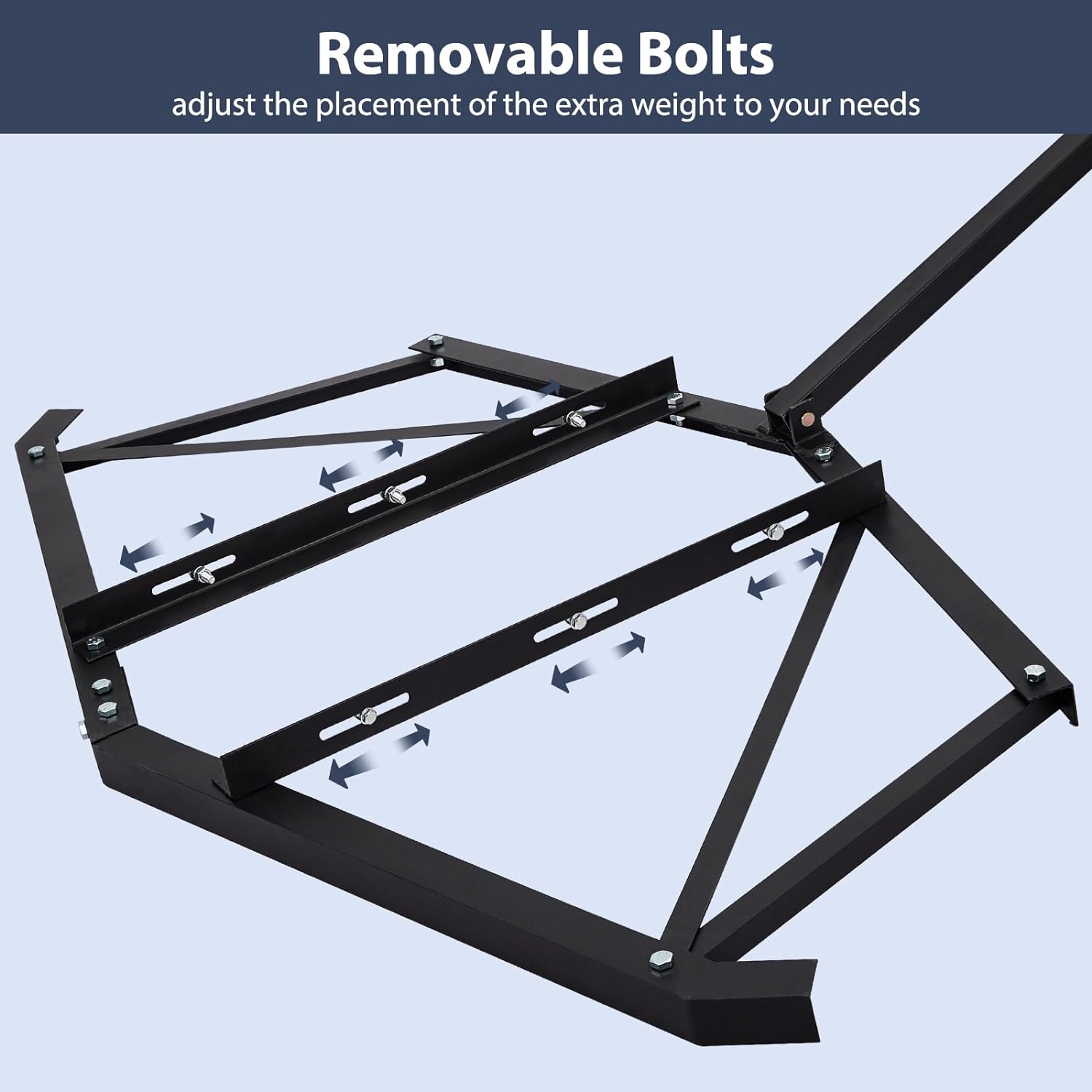 Garvee 74 Inch Width Driveway Drag with 3 Sets Adjustable Bolts & 2 Reinforcement Bars, Tow Behind Drag Harrow with Pin-Style Hitch for ATVs UTV