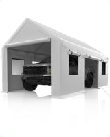 Garvee 10' X 20' Portable Garage Heavy Duty Carport Canopy with Extra Stability, White - White