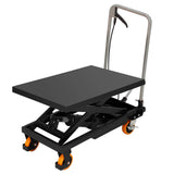 Garvee Hydraulic Lift Truck, 500 Lb Capacity 28.5 Inch Lift Height, Manual Single Scissors Lift Platform, 4 Wheels and Non-Slip Pad, Hydraulic Scissors Truck for Material Handling, Black - Black