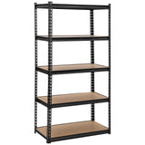 Garvee 5-Tier Utility Shelves, 71" Metal Garage Storage Shelves Unit, Adjustable Storage Racks, Loads 3860 Lbs, Heavy Duty Shelving Units for Garage Kitchen Basement Laundry Pantry,Black - black
