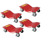 Garvee Red Car Dollies Set of 4 Heavy Duty Vehicle Wheel Dolly for Garage Moving Cars Motorcycles Trucks 11.8x16x4.3 in - Red