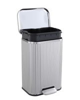 Garvee 3.2 Gal Bathroom Trash Can Stainless Steel Step Garbage Can with Soft-Close Lid for Office Kitchen Bathroom, Rectangular, Fluted Design