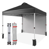 Garvee 10'x10' Pop-Up Patio Tent with Sidewalls Instant Commercial Canopy, Wind Tunnel Design, Includes Wheeled Bag, 4 Sandbags & 8 Stakes, Black - Black