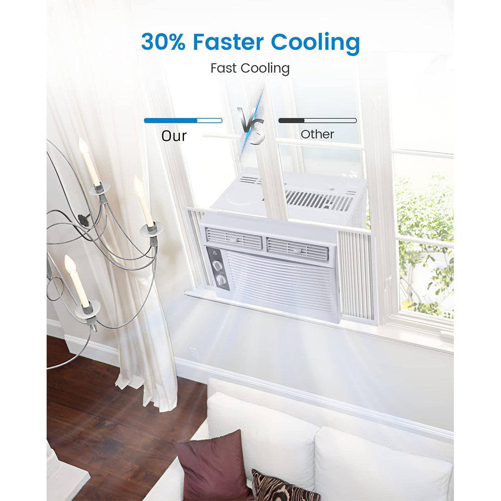 Garvee Window Air Conditioner With Reusable Filter & Controls, 5000 BTU 115V~, Suitable for 150 Sq.Ft, Window Ac Unit with 7 Level Temperature Setting,White