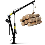 Garvee Pickup Truck Crane with Hand Winch, 2000 LBS Capacity, 360° Swivel Jib Engine Hoist, Folding Electric Winch, Black - Construction, Forestry, Factory Use - Black