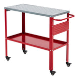 Garvee  36"x18" Movable Welding Table, 1200lbs Steel Welding Workbench Table, Portable Work Bench with 8 Tool Slots, 5/8-inch Fixture Holes, 4 Casters with Brakes and Tool Tray