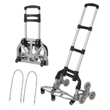 Garvee Stair Climber Folding Grocery Cart, 180lbs Capacity Portable Trolley Cart Dolly cart Hand Truck, Heavy Duty Lightweight Trolley with Telescopic Handle, 10 Wheels, 2 Ropes