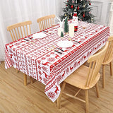 Garvee Rectangle Christmas Tablecloth, Xmas Tree and Deer Design Table Cloth Waterproof Holiday Decorative Boho Table Cover for Outdoor, Indoor Party Kitchen Dining Room, 60 x 84 Inch, White - White