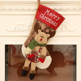 Garvee Christmas Stockings,18in Large Linen Cloth Stocking Personalized Xmas Hanging Stocking Decorations for Holiday Christmas Party Family Decor Reindeer Long Feet Christmas Stocking