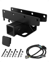Garvee 2 Inch Rear Bumper Towing Trailer Hitch Receiver Compatible for 2007-2018 Jeep Wrangler JK 2 & 4 Door Unlimited w/Wiring Harness - Black