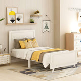 Garvee Queen Size Bed Frame with Headboard and Footboard, Solid Wooden Slat Support, White, Easy Assembly Platform Bed for Bedroom