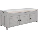 Garvee Entryway Shoe Bench with Shutter-Shaped Door Metal Handle Large Storage Gray for Keys Wallets Umbrellas Sunglasses Leashes - Gray Wash