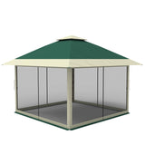 Garvee 12' × 12' Pop Up Gazebo Tent, Double Roof Patio Canopy with Mosquito Netting, Green - Green