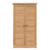 Garvee Outdoor Wooden Storage Cabinet - Waterproof Roof, Louvered Double Doors, Removable 3-Tier Shelves, Tool Organizer for Garden & Lawn Supplies - Yellow