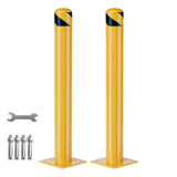 Garvee Heavy Duty Steel Safety Bollards 42 In, Removable Steel Parking Bollards for Warehouse, Garage, Parking Lot, Reflective Tape, 4.5 in Diameter, Anchor Bolts Included