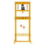 Garvee 12 Ton Hydraulic Shop Press Heavy Duty H-Frame Floor Bearing Press with Steel Plates Adjustable Bed for Garage Bending Bearing Metalworking Yellow