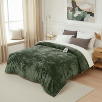 Garvee Heated Blanket Queen Size with Dual Control, Velvet Soft Fast Heating Blankets Queen, 4 Heat Settings & 10H Auto Off, Machine Washable, ETL Certified Electric Blanket, 84"x90" Green